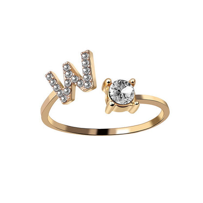 Adjustable 26 Initial Letter Ring – Elegant Fashion Jewelry for Women