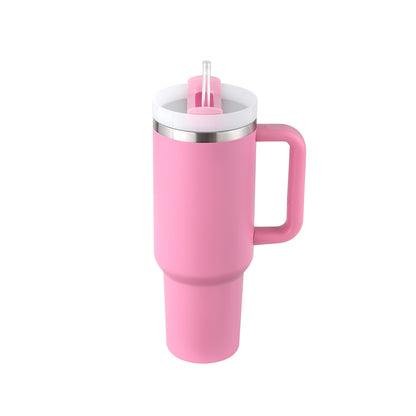 40oz Insulated Tumbler with Handle & Straw – Stainless Steel Travel Mug