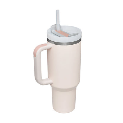 40oz Insulated Tumbler with Handle & Straw – Stainless Steel Travel Mug