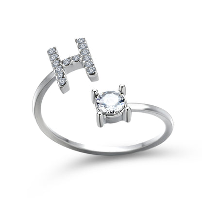 Adjustable 26 Initial Letter Ring – Elegant Fashion Jewelry for Women