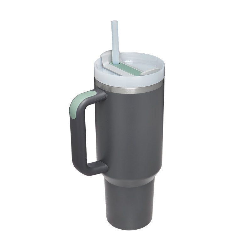 40oz Insulated Tumbler with Handle & Straw – Stainless Steel Travel Mug