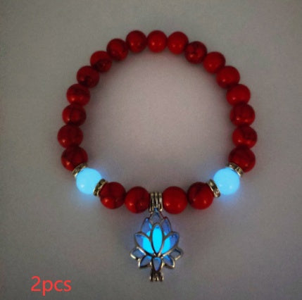 Energy Luminous Lotus Natural Stone Bracelet – Glow in the Dark Yoga & Healing Jewelry