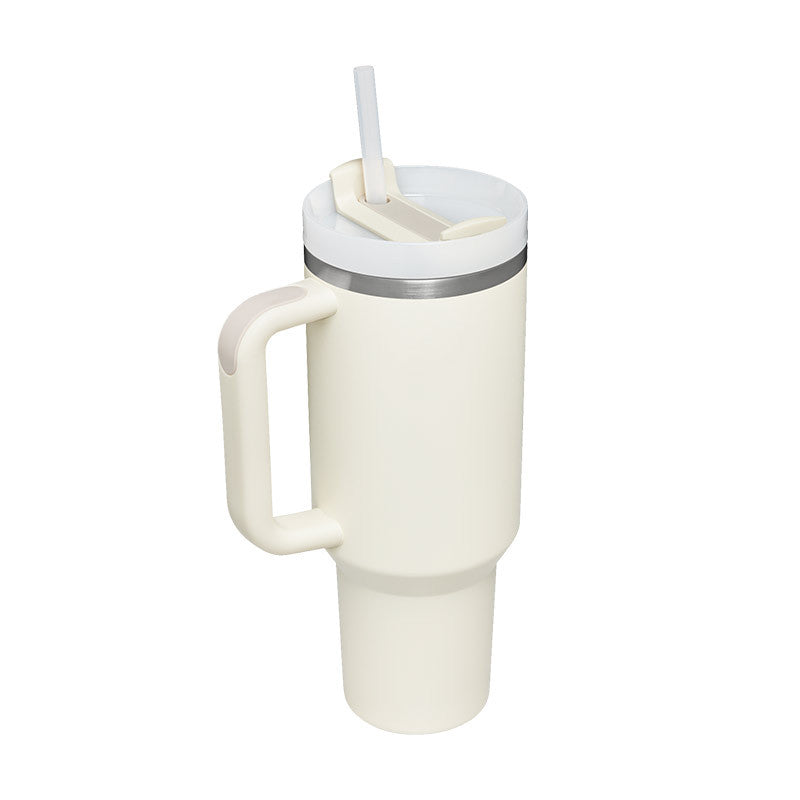 40oz Insulated Tumbler with Handle & Straw – Stainless Steel Travel Mug