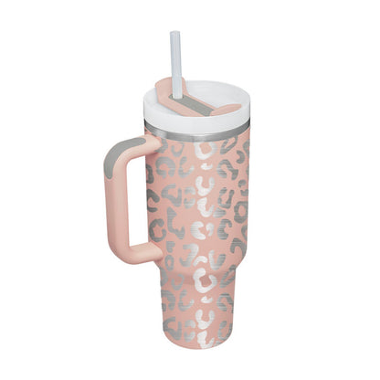 40oz Insulated Tumbler with Handle & Straw – Stainless Steel Travel Mug