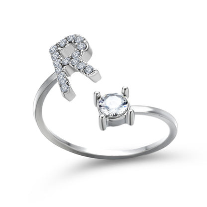 Adjustable 26 Initial Letter Ring – Elegant Fashion Jewelry for Women