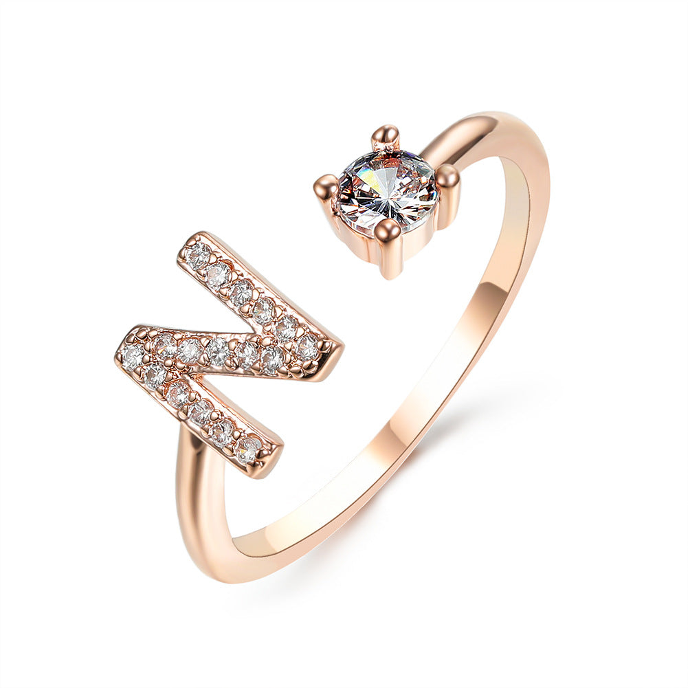 Adjustable 26 Initial Letter Ring – Elegant Fashion Jewelry for Women