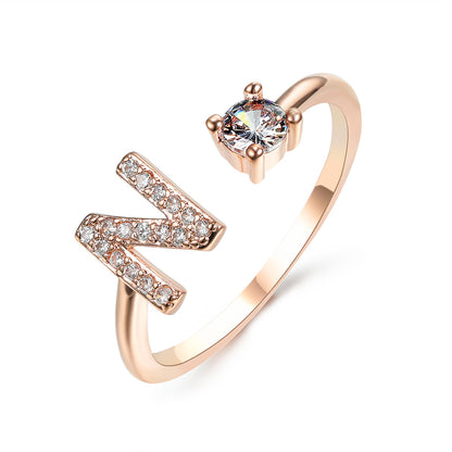 Adjustable 26 Initial Letter Ring – Elegant Fashion Jewelry for Women