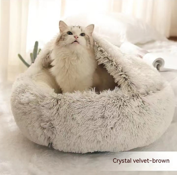 2 In 1 Dog & Cat Bed – Ζεστό Plush Κρεβάτι Κατοικιδίων για Χειμώνα