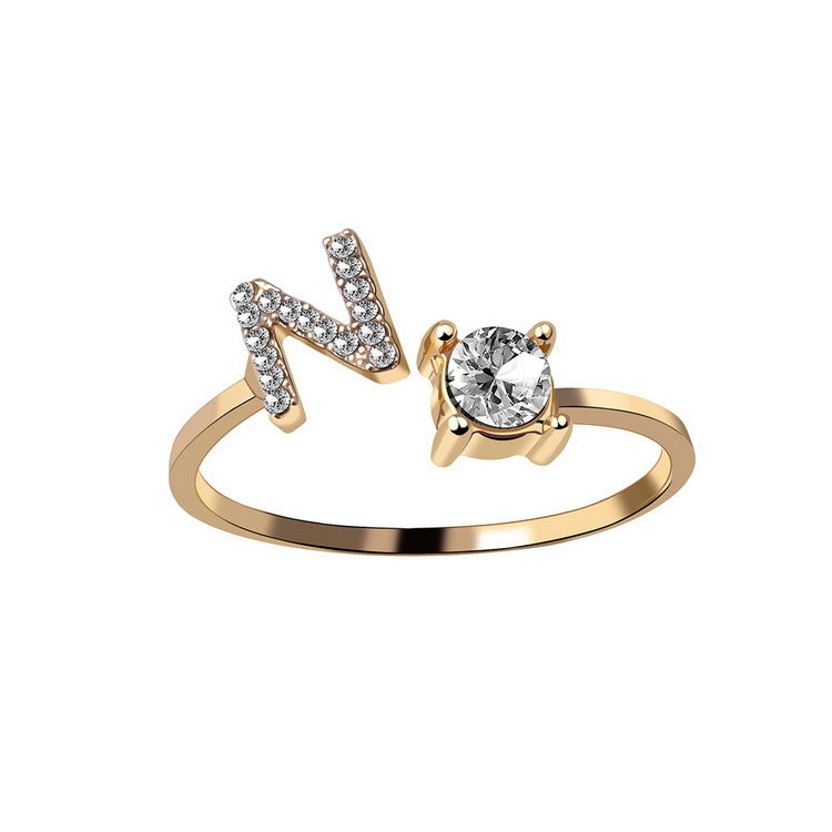 Adjustable 26 Initial Letter Ring – Elegant Fashion Jewelry for Women