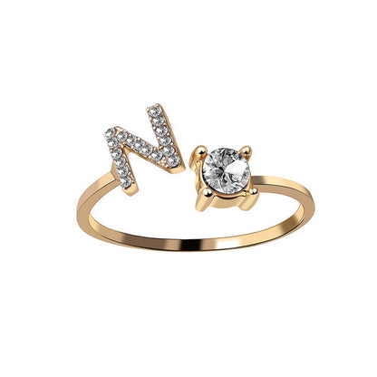 Adjustable 26 Initial Letter Ring – Elegant Fashion Jewelry for Women