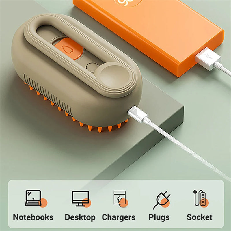 Cat Steam Brush 3-in-1 – Ηλεκτρική Βούρτσα Περιποίησης για Γάτες & Σκύλους