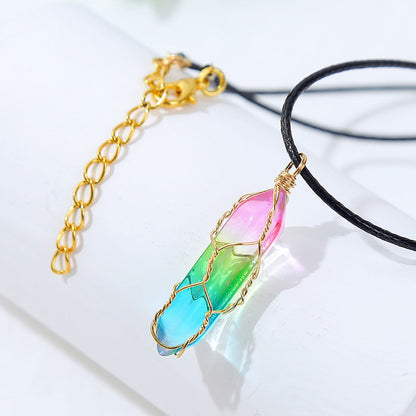 Women's Transparent Geometric Crystal Necklace – Elegant Diamond Style Jewelry