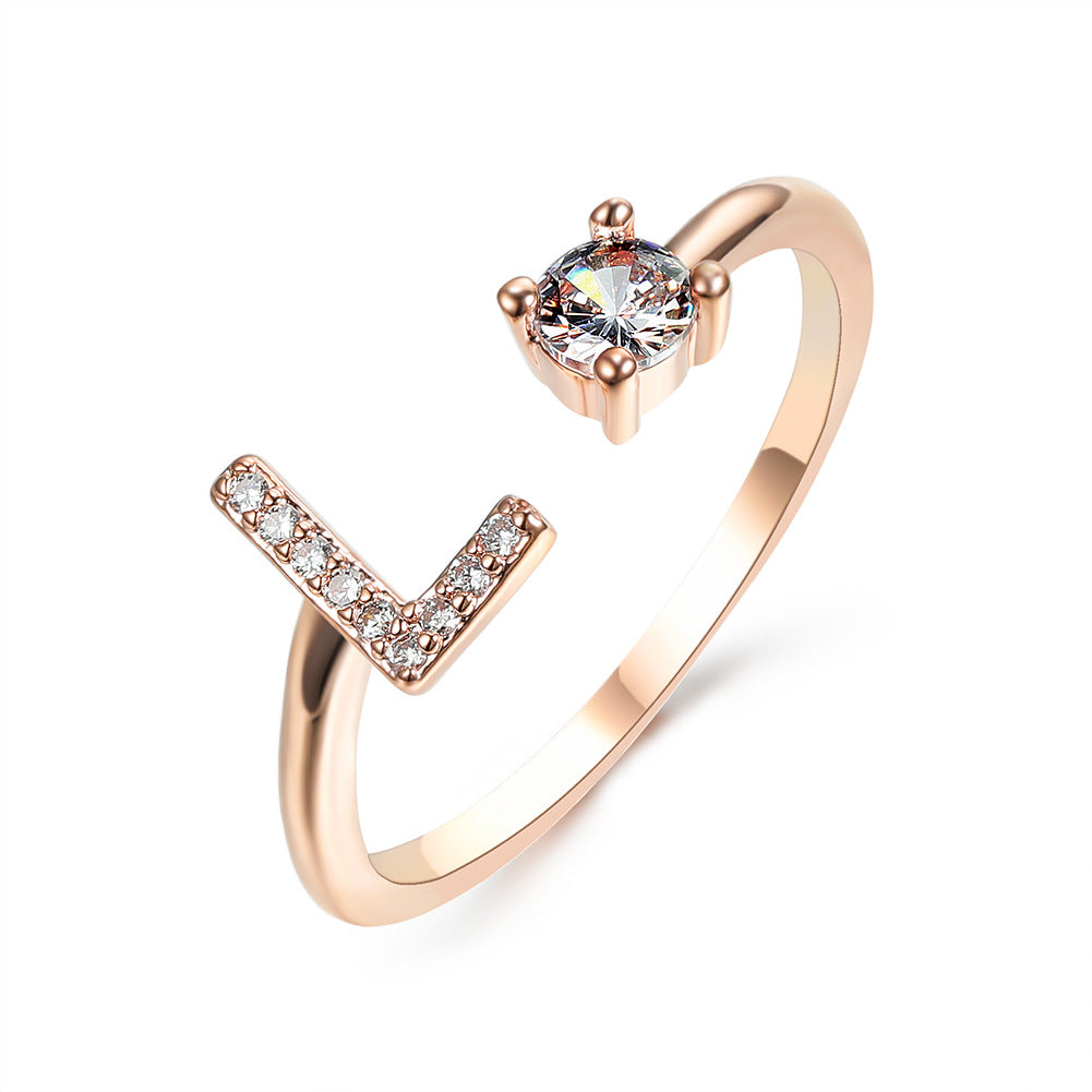 Adjustable 26 Initial Letter Ring – Elegant Fashion Jewelry for Women