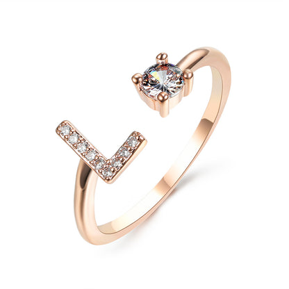 Adjustable 26 Initial Letter Ring – Elegant Fashion Jewelry for Women