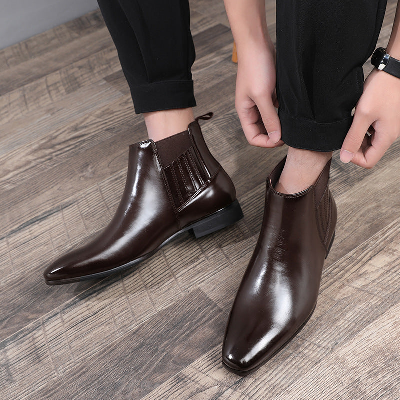 Pointed Toe Chelsea-Style Boots for Men – British Fashion Business Formal Leather Shoes