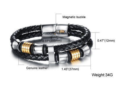 Magnetic Buckle Braided Bracelet – Men's Leather Hand Chain