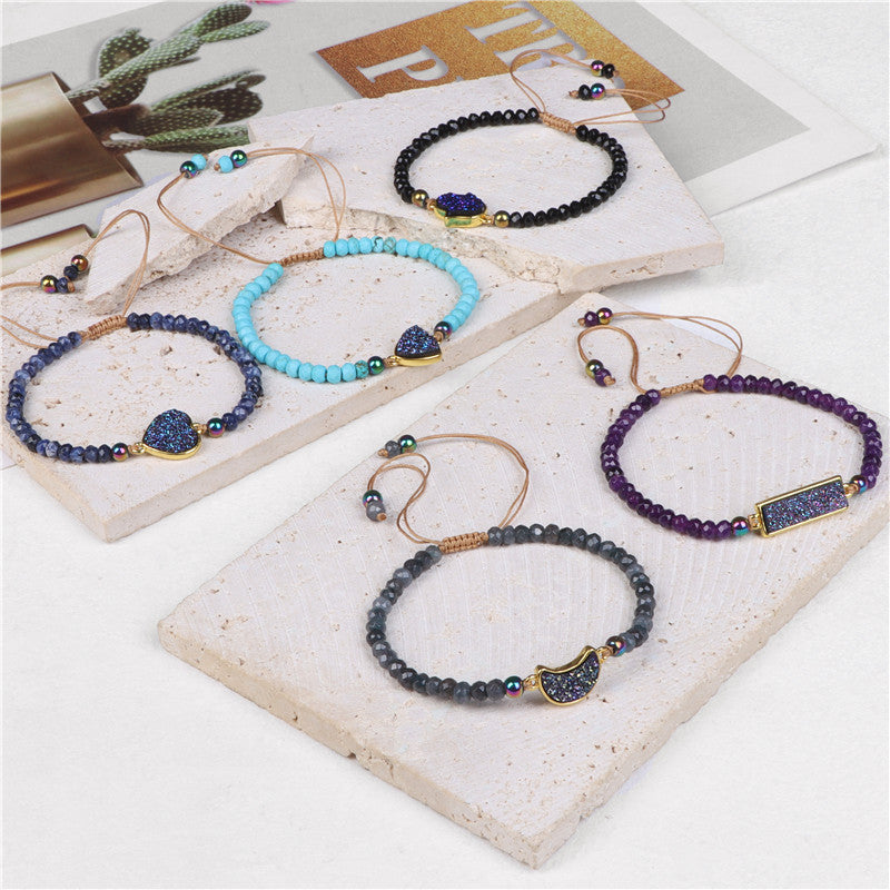 Natural Stone Woven Bracelet – Χειροποίητο Βραχιόλι με Φυσικές Πέτρες Quartz & Agate