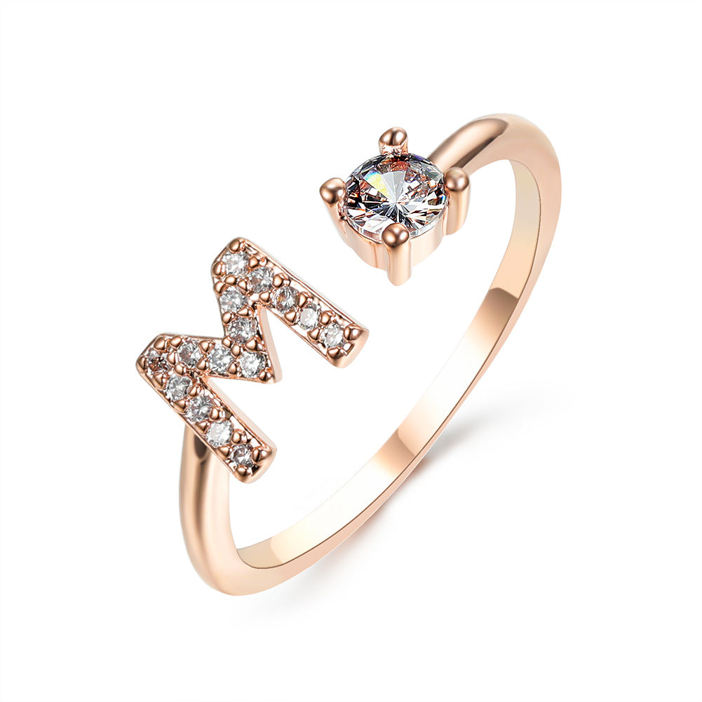 Adjustable 26 Initial Letter Ring – Elegant Fashion Jewelry for Women