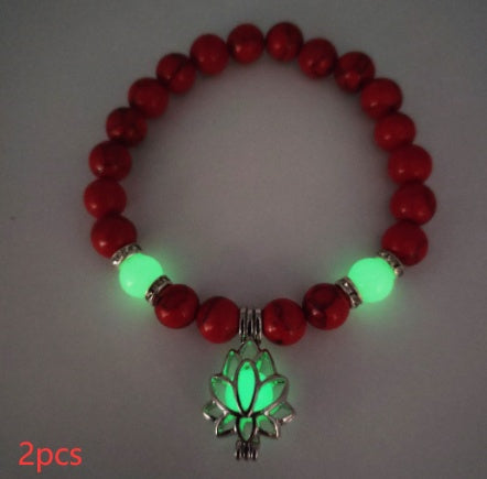 Energy Luminous Lotus Natural Stone Bracelet – Glow in the Dark Yoga & Healing Jewelry