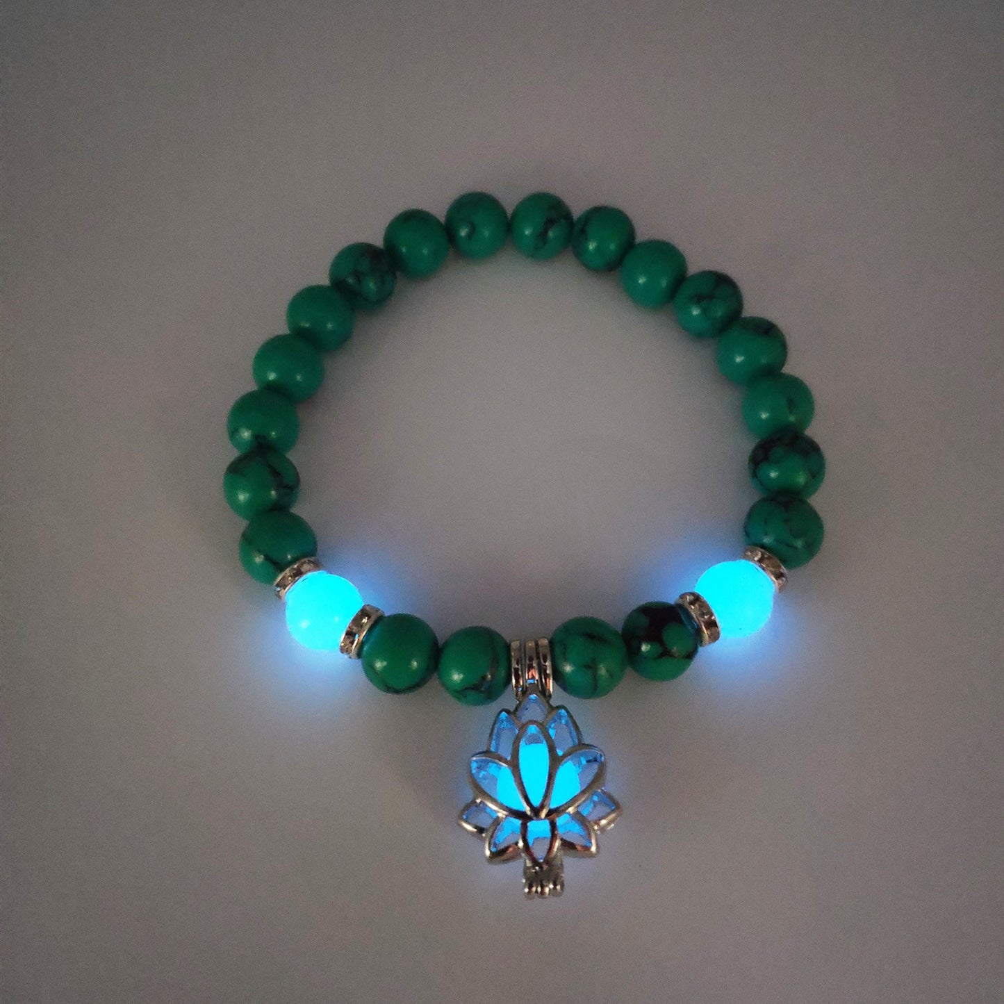 Energy Luminous Lotus Natural Stone Bracelet – Glow in the Dark Yoga & Healing Jewelry