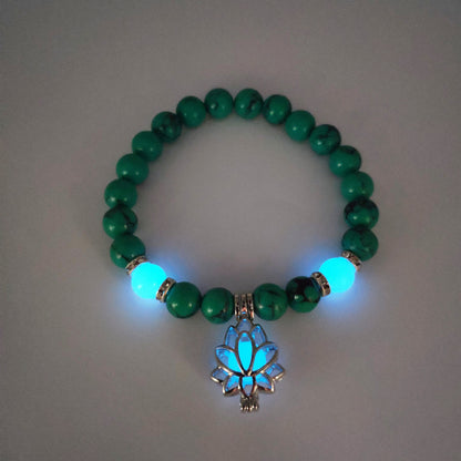 Energy Luminous Lotus Natural Stone Bracelet – Glow in the Dark Yoga & Healing Jewelry
