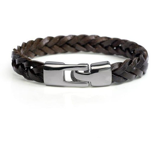 Bracelet vintage en cuir tressé – Bijoux homme en alliage et cuir