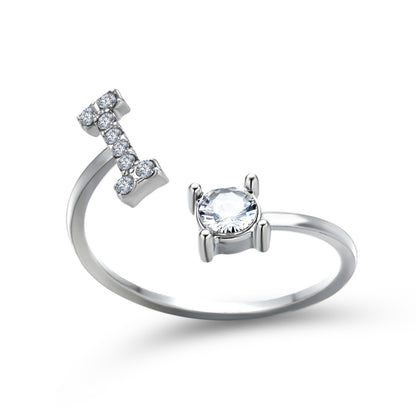 Adjustable 26 Initial Letter Ring – Elegant Fashion Jewelry for Women