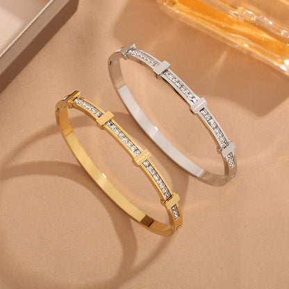 Minimal Double Layer Rhinestone Bracelet – Elegant Geometric Zircon Jewelry