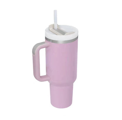 40oz Insulated Tumbler with Handle & Straw – Stainless Steel Travel Mug