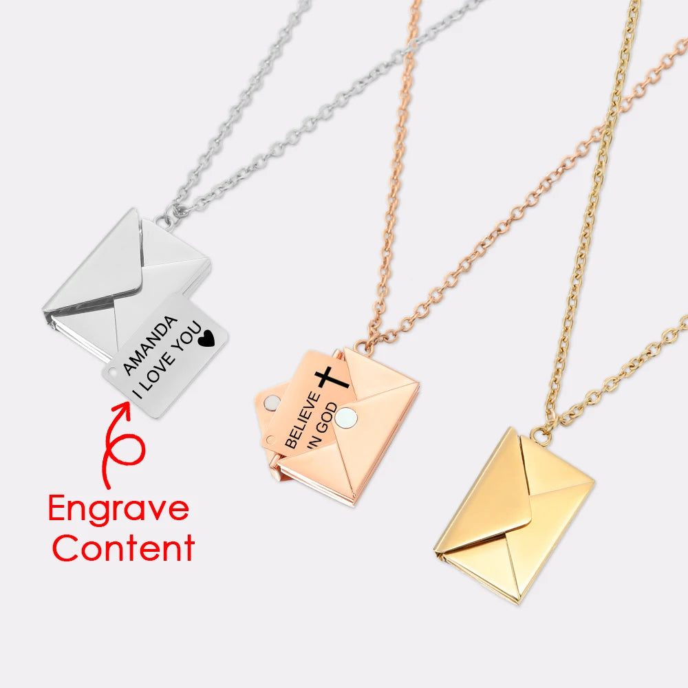 Custom Love Letter Envelope Pendant Necklace – Προσωποποιημένο Κολιέ Love Letter