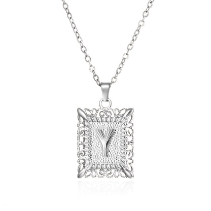 Initial Letter Necklace – Stainless Steel Alphabet Pendant