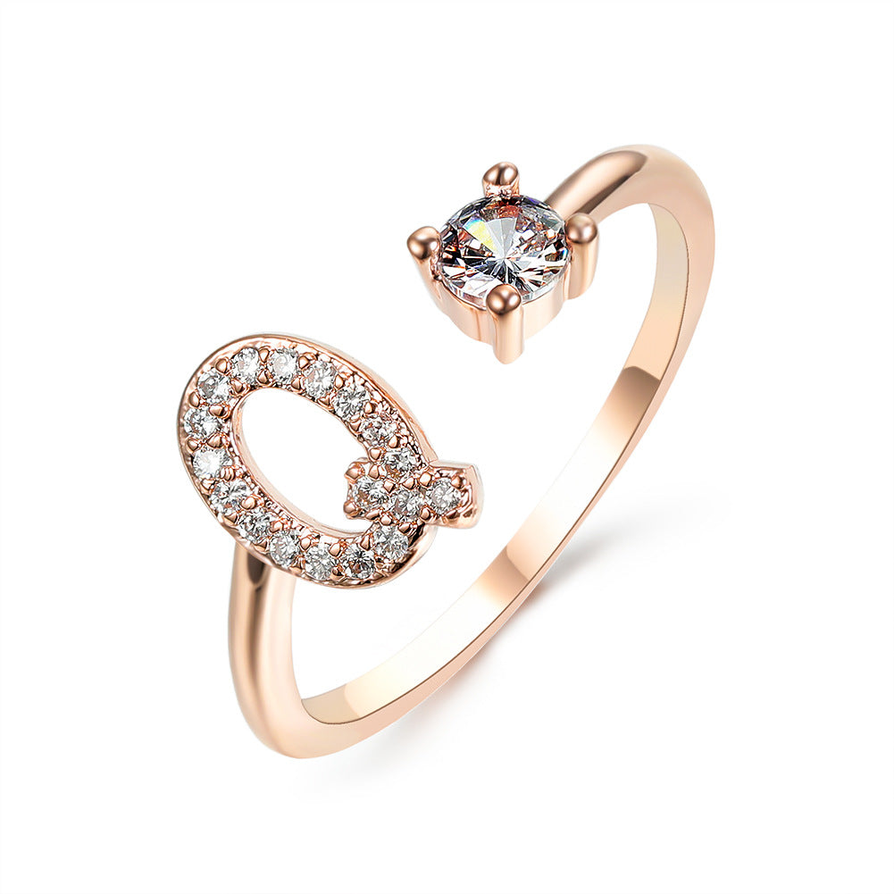 Adjustable 26 Initial Letter Ring – Elegant Fashion Jewelry for Women