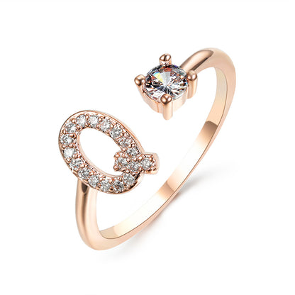 Adjustable 26 Initial Letter Ring – Elegant Fashion Jewelry for Women