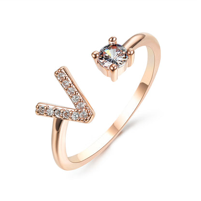 Adjustable 26 Initial Letter Ring – Elegant Fashion Jewelry for Women