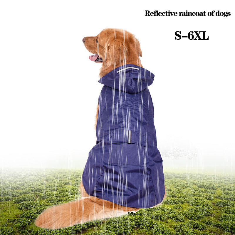 Reflective Large Dog Windproof Hooded Raincoat