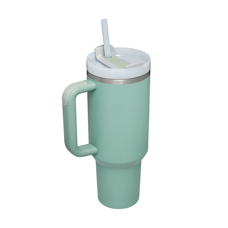 40oz Insulated Tumbler with Handle & Straw – Stainless Steel Travel Mug