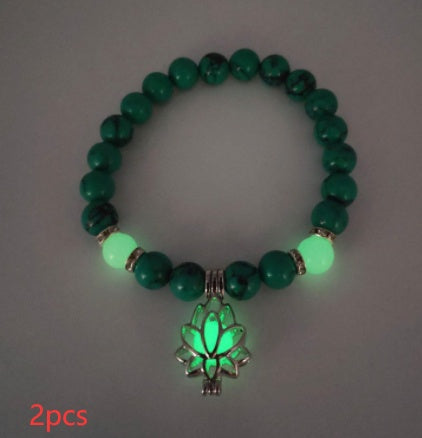 Energy Luminous Lotus Natural Stone Bracelet – Glow in the Dark Yoga & Healing Jewelry