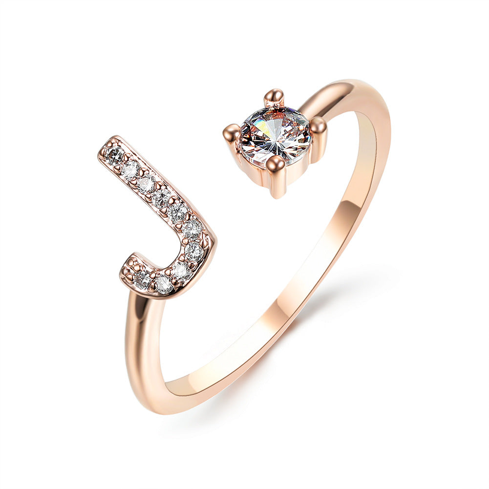 Adjustable 26 Initial Letter Ring – Elegant Fashion Jewelry for Women