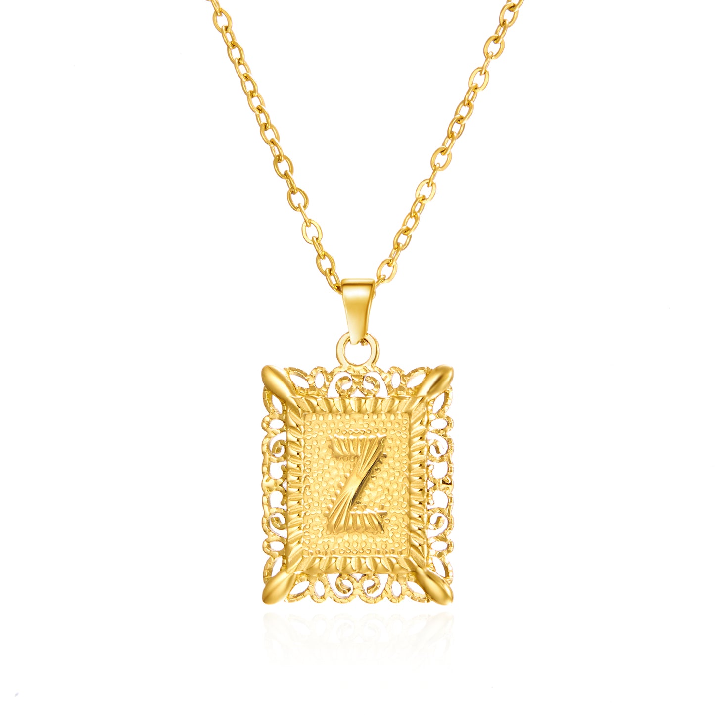 Initial Letter Necklace – Stainless Steel Alphabet Pendant