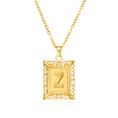 Initial Letter Necklace – Stainless Steel Alphabet Pendant