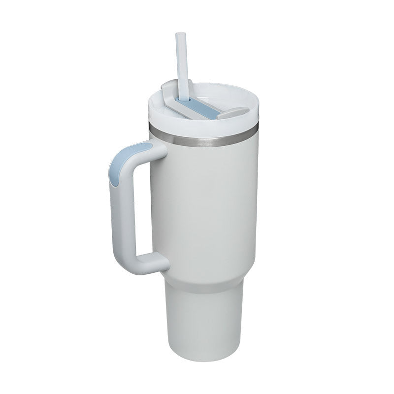 40oz Insulated Tumbler with Handle & Straw – Stainless Steel Travel Mug