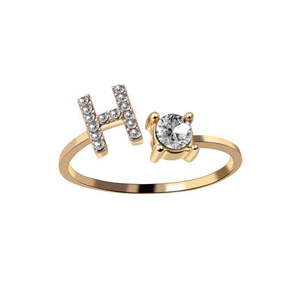 Adjustable 26 Initial Letter Ring – Elegant Fashion Jewelry for Women