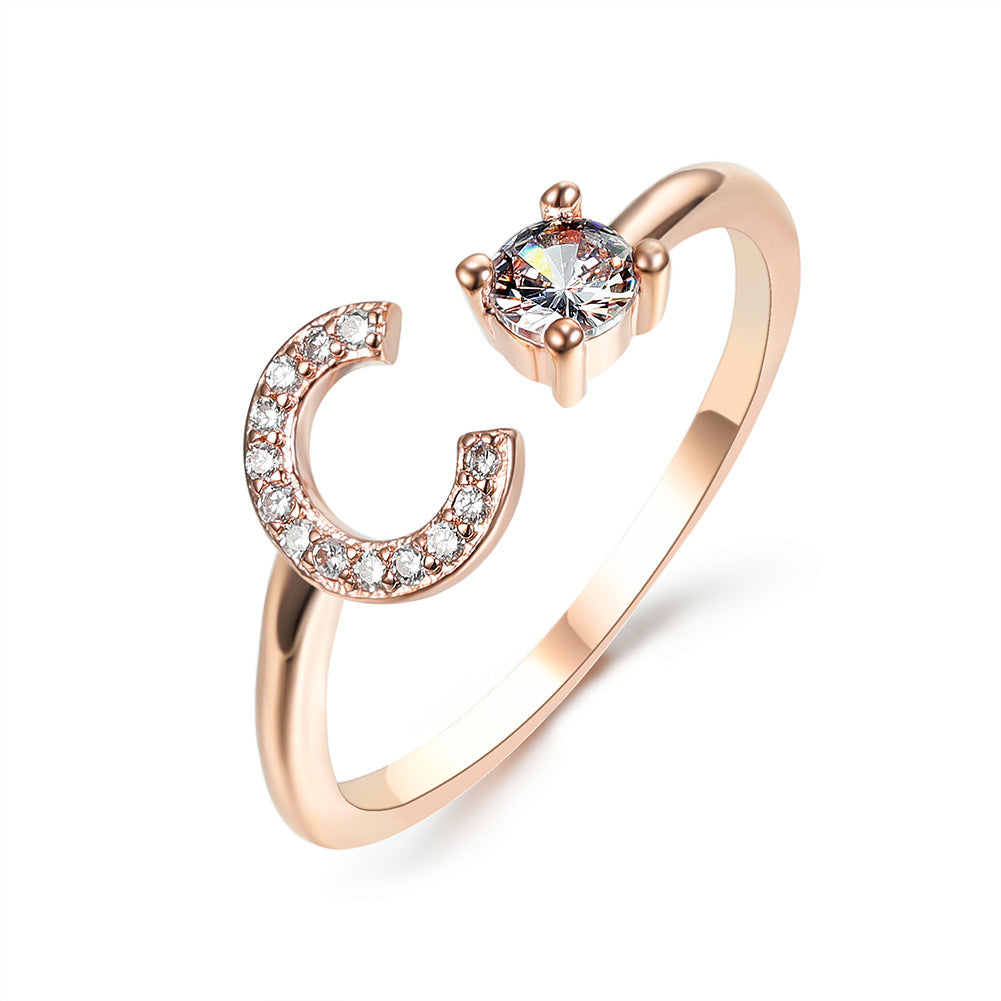 Adjustable 26 Initial Letter Ring – Elegant Fashion Jewelry for Women