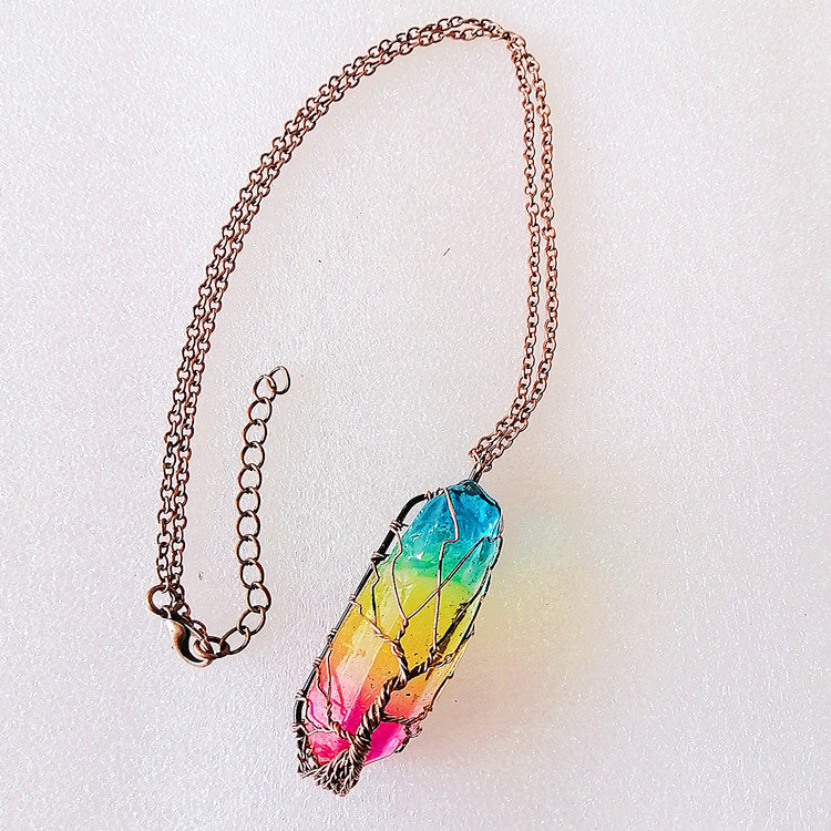 Tree Of Life Crystal Pendant Necklace – Κολιέ Δέντρο της Ζωής με Φυσική Πέτρα