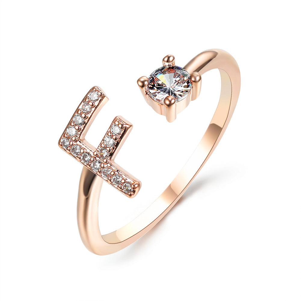 Adjustable 26 Initial Letter Ring – Elegant Fashion Jewelry for Women