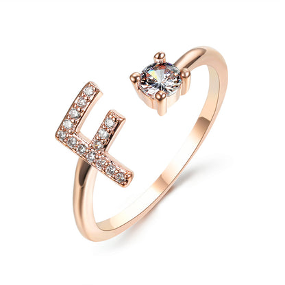 Adjustable 26 Initial Letter Ring – Elegant Fashion Jewelry for Women