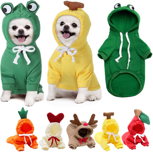 Sweat à capuche pour chien motif fruits – Vêtements chauds d'hiver pour animaux de compagnie