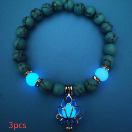 Energy Luminous Lotus Natural Stone Bracelet – Glow in the Dark Yoga & Healing Jewelry