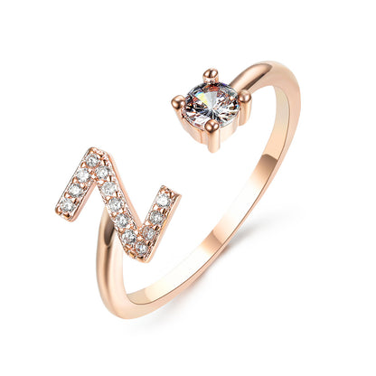Adjustable 26 Initial Letter Ring – Elegant Fashion Jewelry for Women