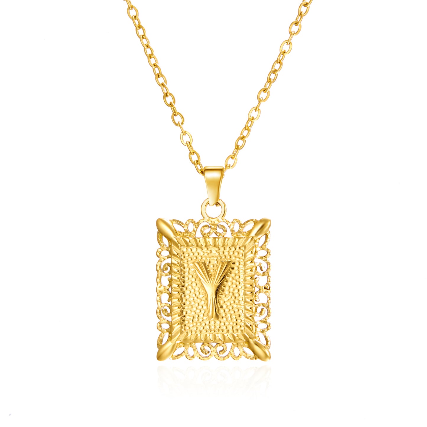 Initial Letter Necklace – Stainless Steel Alphabet Pendant